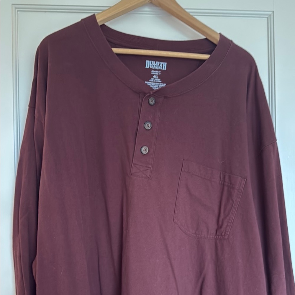 Duluth Trading Co Men's Maroon Henley Shirt
